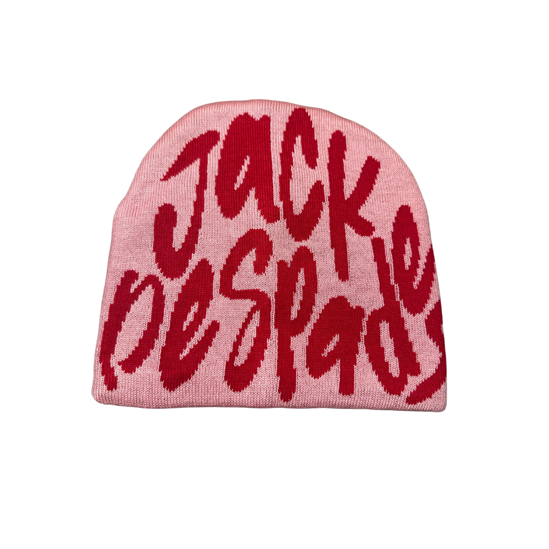 Red/Light Pink JackDeSpades Beanie