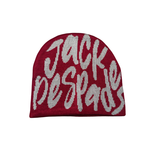 Grey/Maroon JackDeSpades Beanie